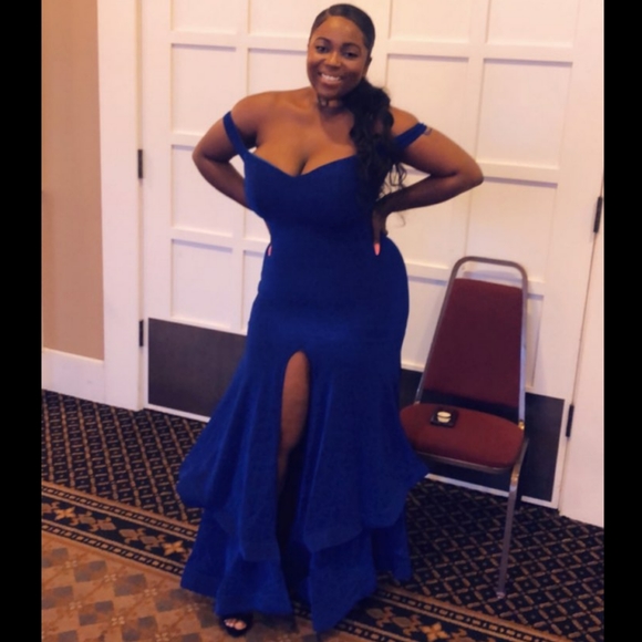 Fashion Nova Sparkly Cobalt Blue Gown - Picture 1 of 3